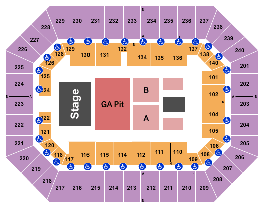 Raising Cane's River Center Arena Red Clay Strays Seating Chart